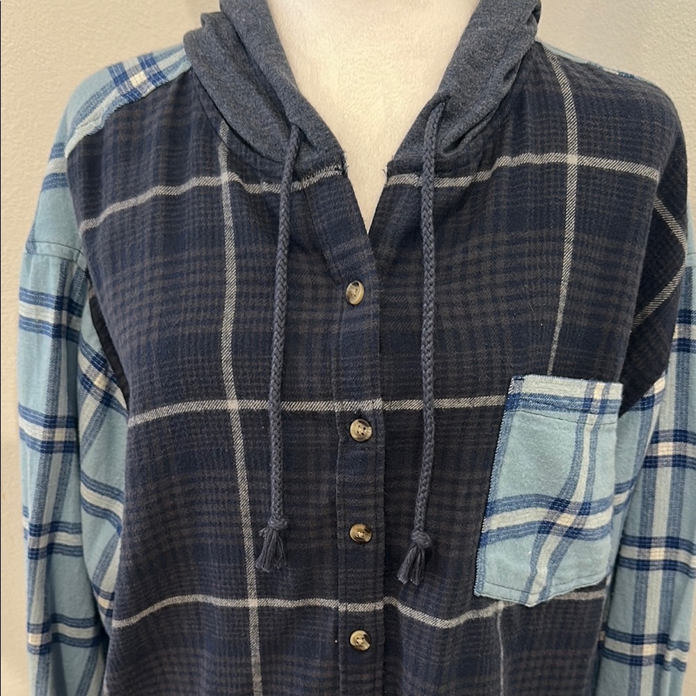 SO Flannel Hoodie Blue - Picture 4 of 10